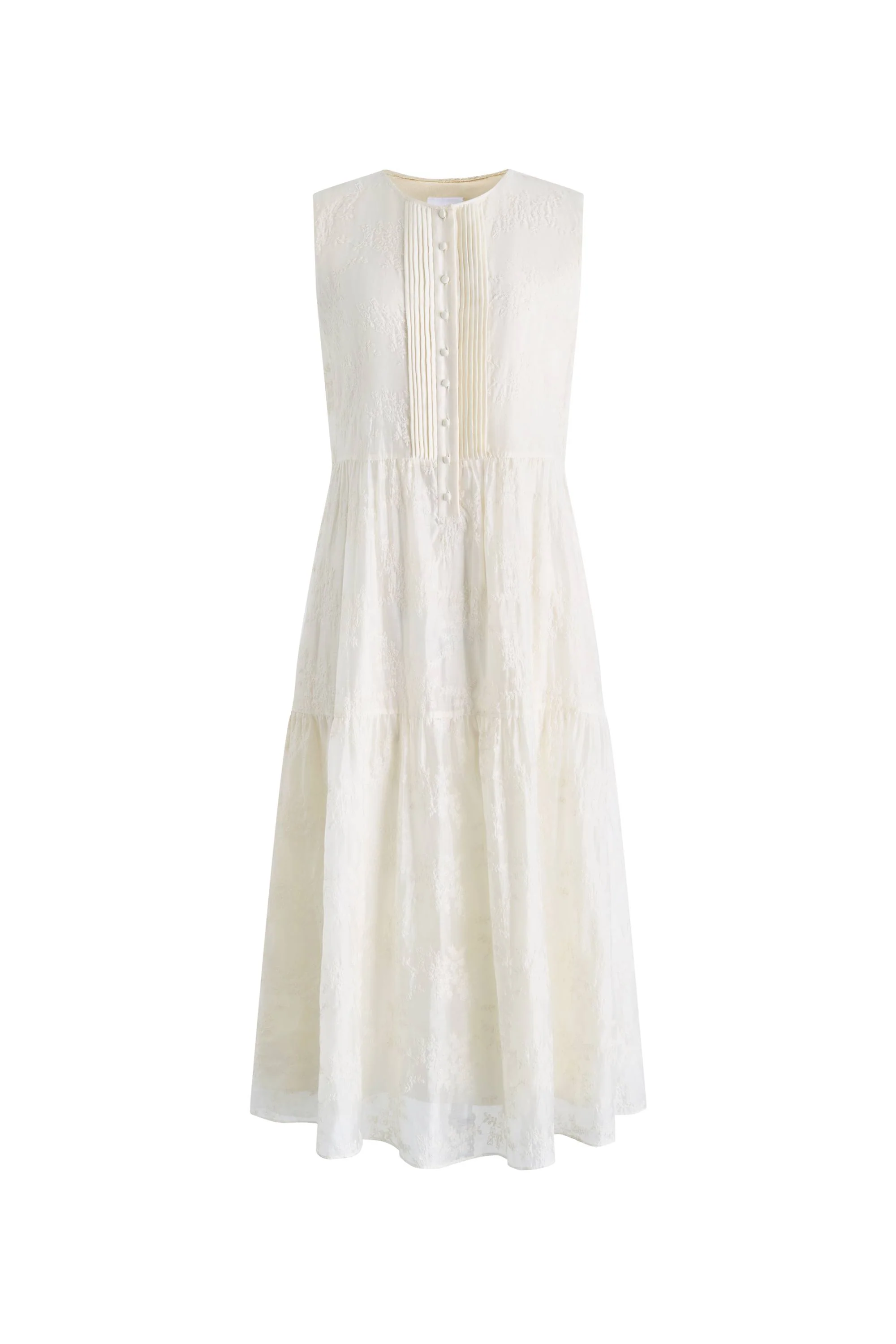Stella Sleeveless Dress in Lyocell-Linen Embroidery - Image 10