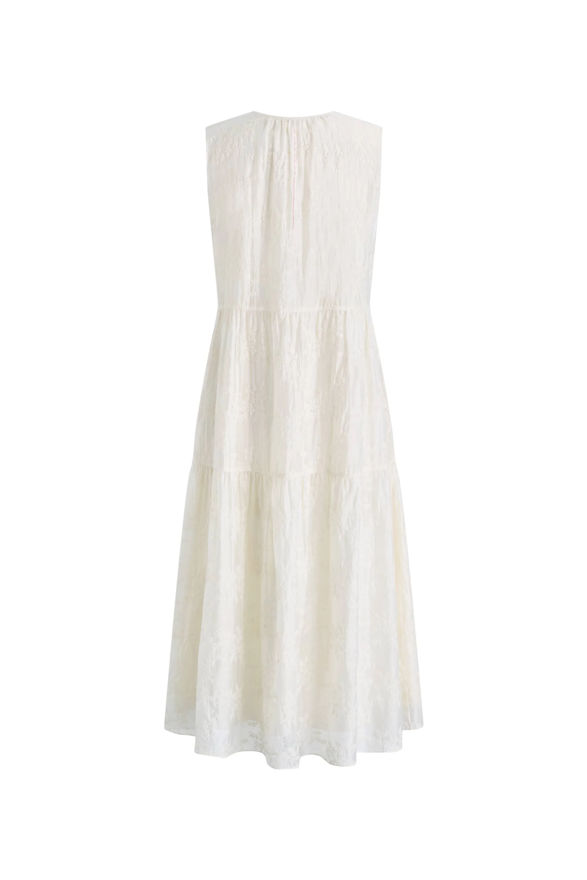 Stella Sleeveless Dress in Lyocell-Linen Embroidery - Image 11