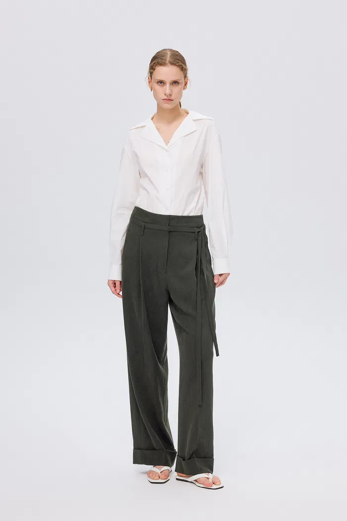 Suma High Waisted Straight Leg Pants in Tencel Lyocell Blend - Image 2