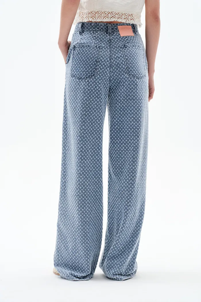 Sunny Wide Leg Jacquard Jeans in Cotton Denim - Image 7