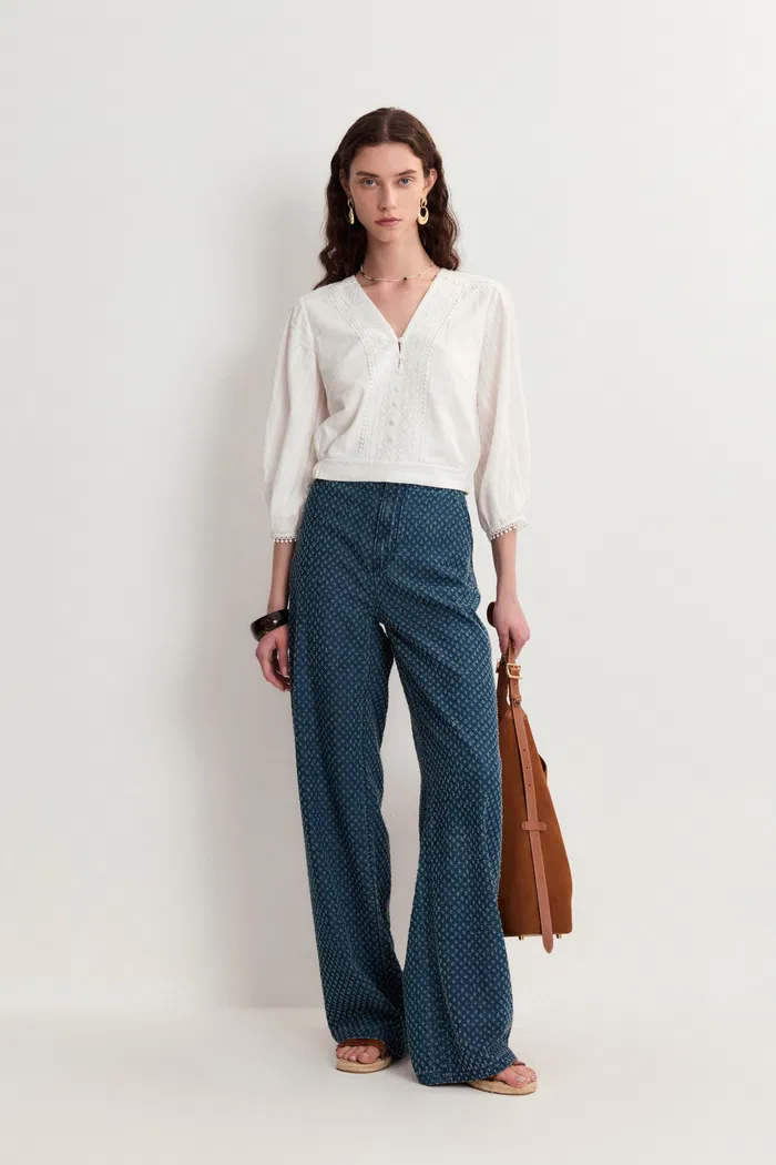 Sunny Wide Leg Jeans in Cotton Denim - Image 4
