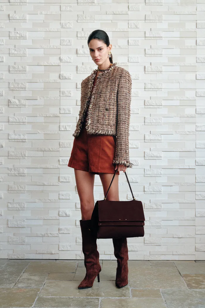 Swift Boxy Tweed Jacket in Tencel-Wool and Acetate Satin - Image 3