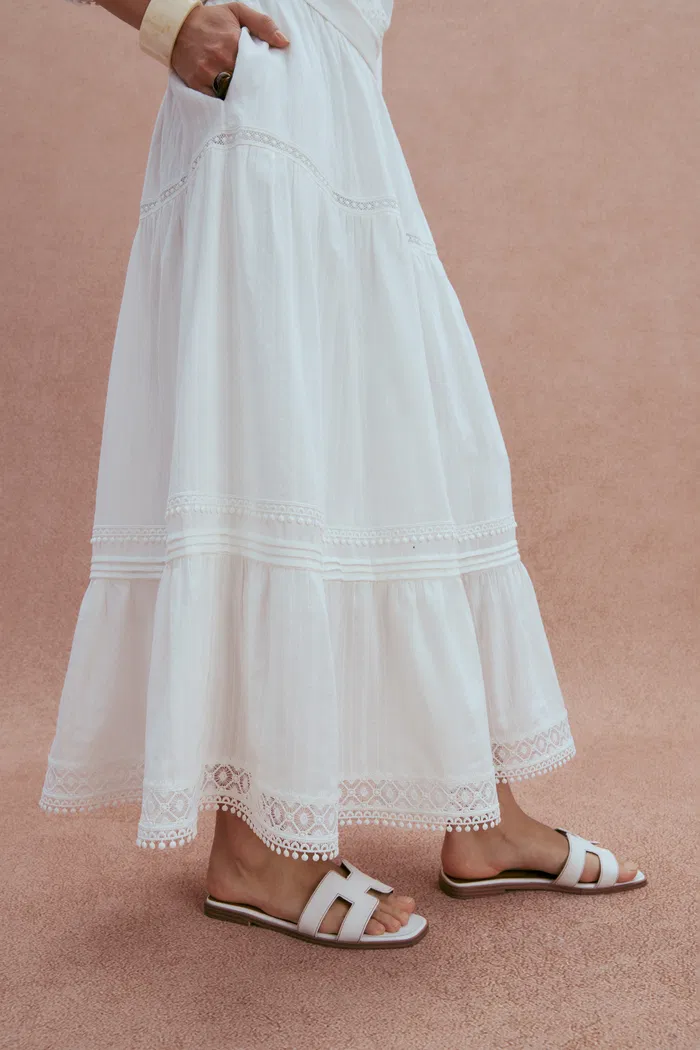 Sybilla Tiered Openwork Maxi Skirt in Cotton - Image 5