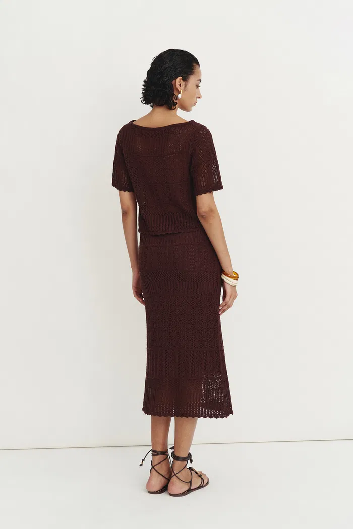 Sylvia Knitted Reversible Blouse and Midi Skirt Set - Image 2