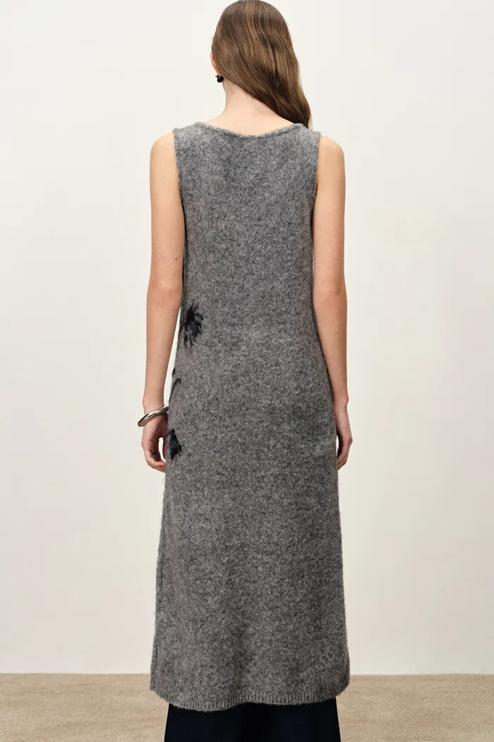 Tania Intarsia Sleeveless Dress in Merino Alpaca Wool Blend Knit - Image 2