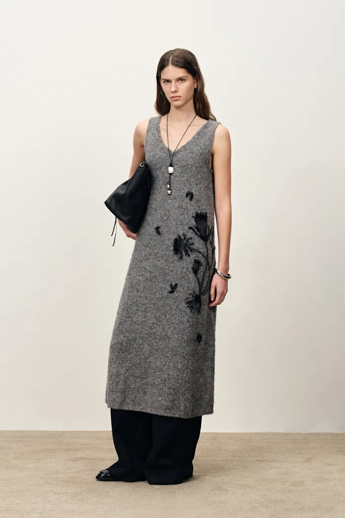 Tania Intarsia Sleeveless Dress in Merino Alpaca Wool Blend Knit - Image 4