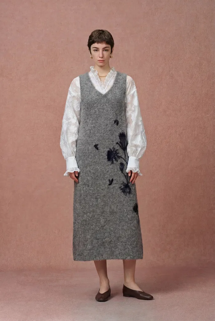 Tania Intarsia Sleeveless Dress in Merino Alpaca Wool Blend Knit - Image 5