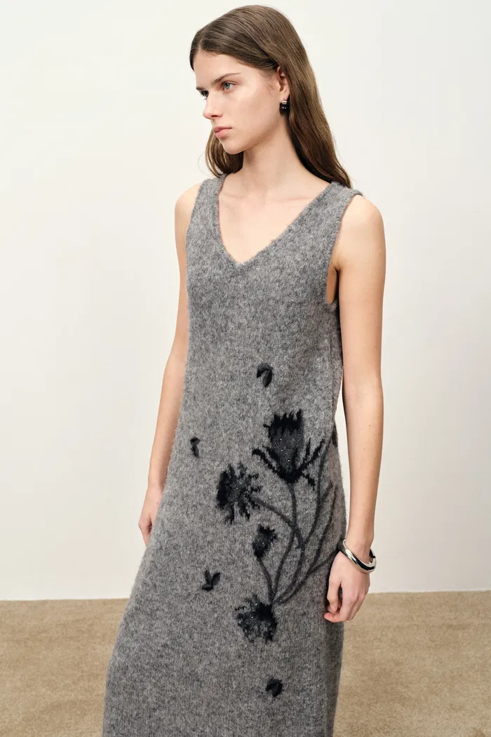 Tania Intarsia Sleeveless Dress in Merino Alpaca Wool Blend Knit - Image 6