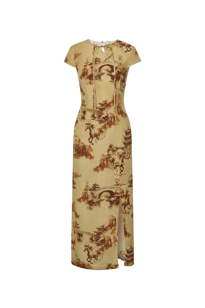 Tansya Oriental Print Qipao Dress in Viscose Blend - Image 10