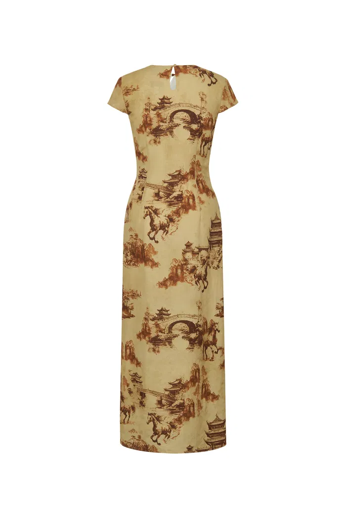 Tansya Oriental Print Qipao Dress in Viscose Blend - Image 11