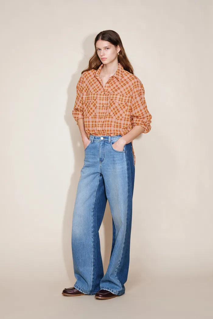Tartan Detachable Bow Tie Lightweight Shirt in Sheer Cotton - Image 3