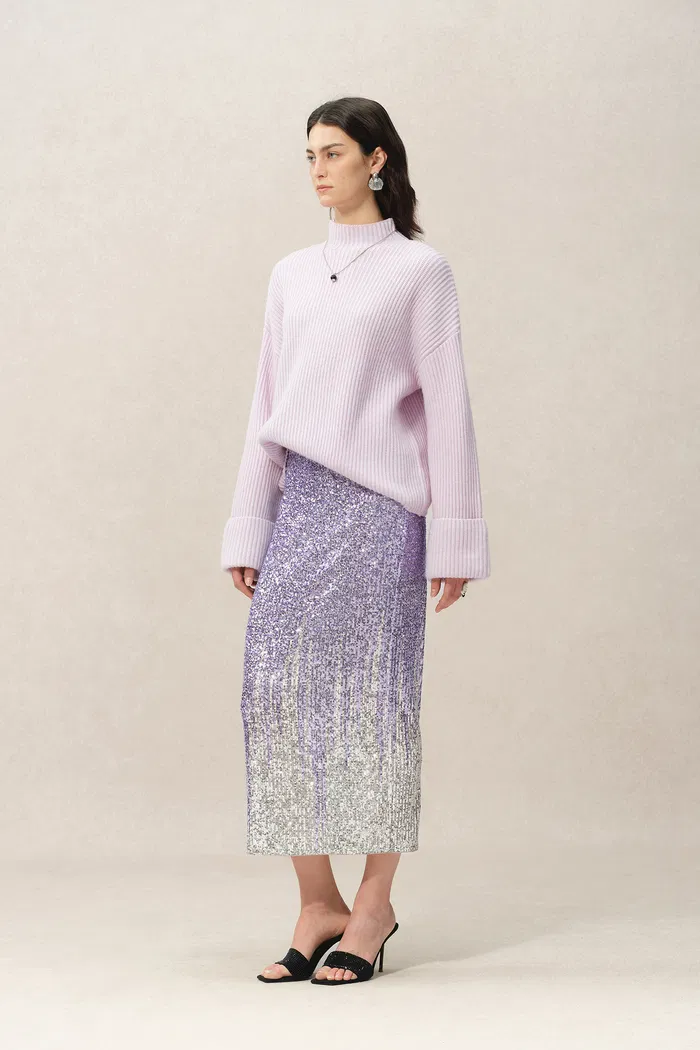Tawanna Midi Skirt in Stretch Sequin Mesh - Image 3