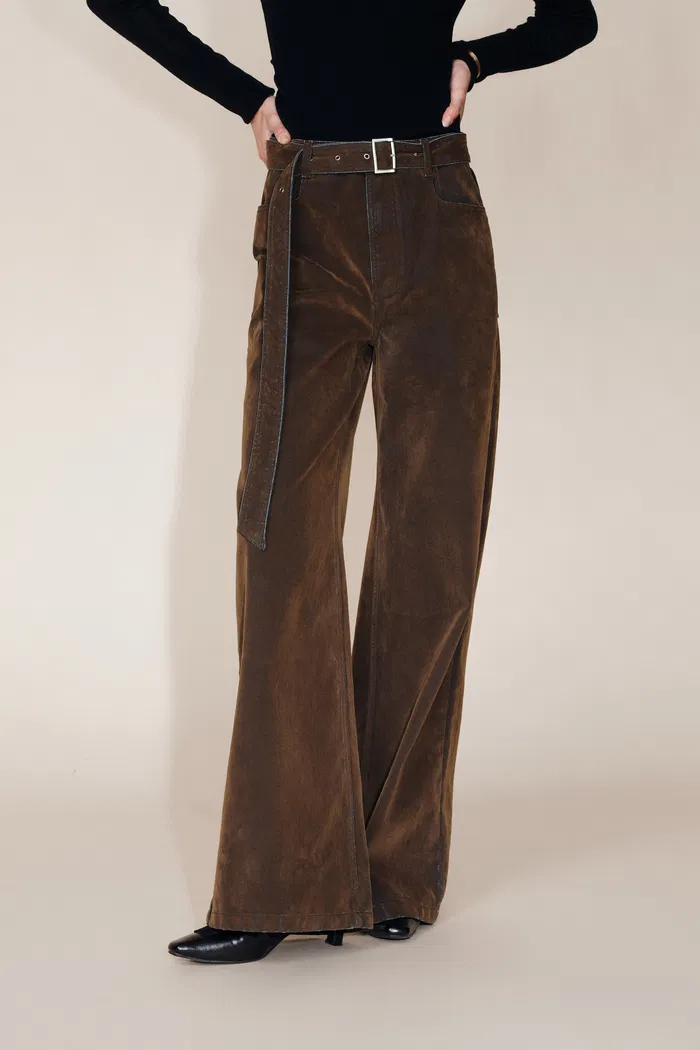 Taylor Detachable Belt Flocked Jeans in Cotton Denim - Image 5