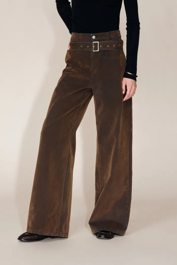 Taylor Detachable Belt Flocked Jeans in Cotton Denim - Image 6