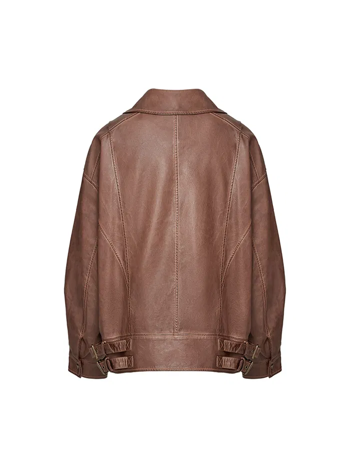 Terra Vintage Brown Leather Jacket in Vegan Leather - Image 11
