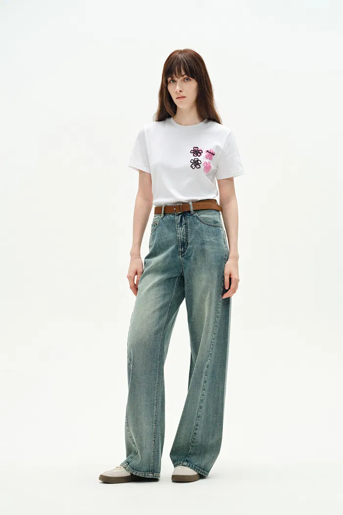 Thais Wide Leg Jeans in Lightweight Cotton Denim - Image 3