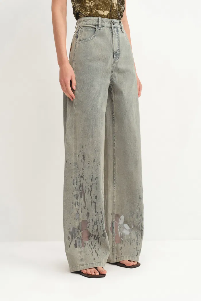 Thalia Devoré Jeans in Composite Denim