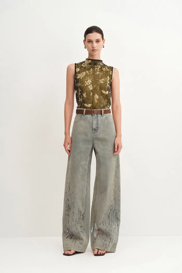 Thalia Devoré Jeans in Composite Denim - Image 2