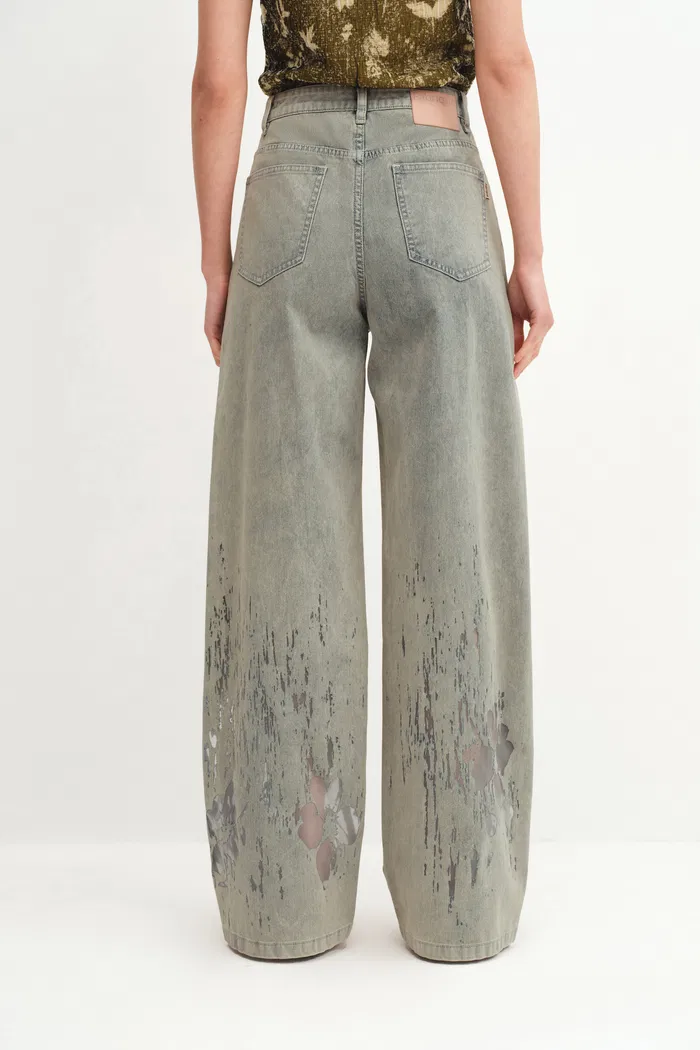 Thalia Devoré Jeans in Composite Denim - Image 3
