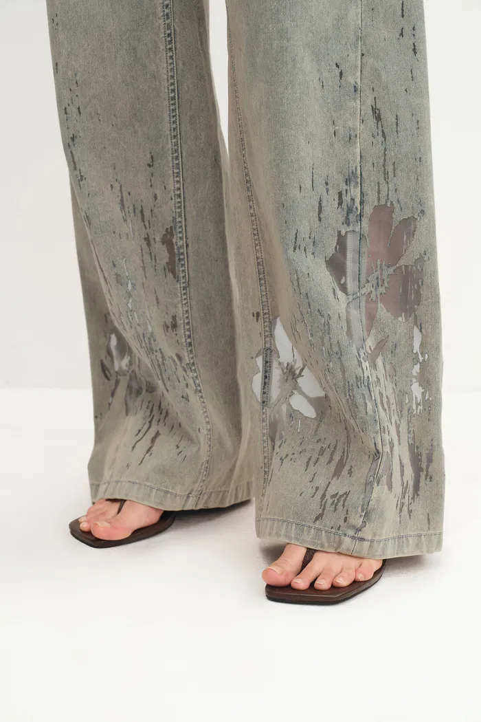 Thalia Devoré Jeans in Composite Denim - Image 6