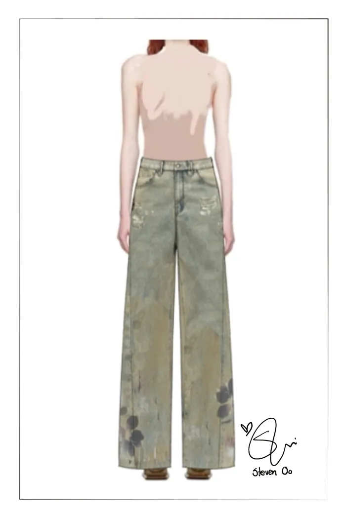 Thalia Devoré Jeans in Composite Denim - Image 7