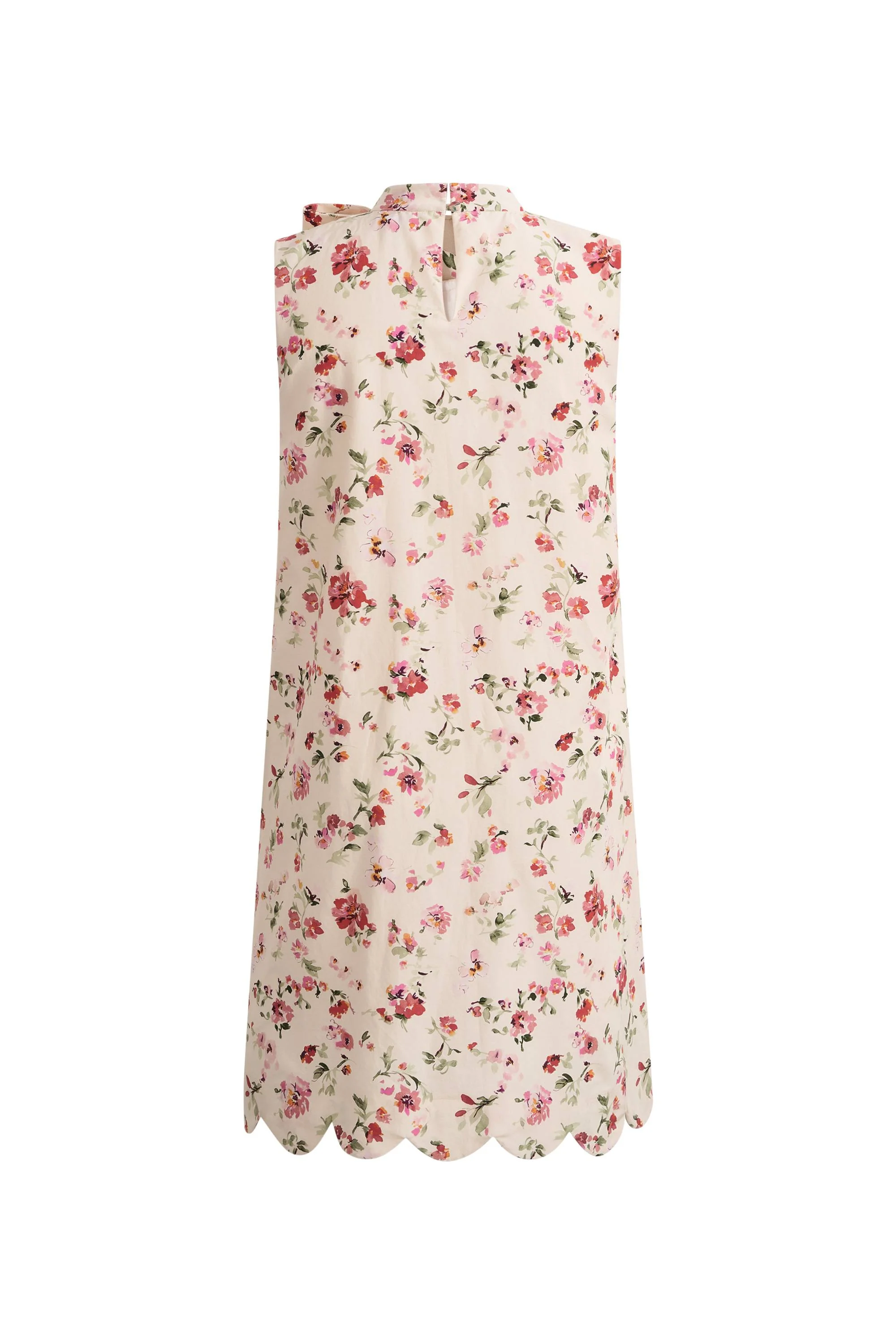 Thea Bow Tie Hand Painted Floral Sleeveless A line Dress in Silk Cotton Blend - Image 8