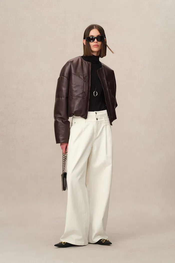 Thebe Faux Leather Puffer Jacket in Vegan Leather - Image 3