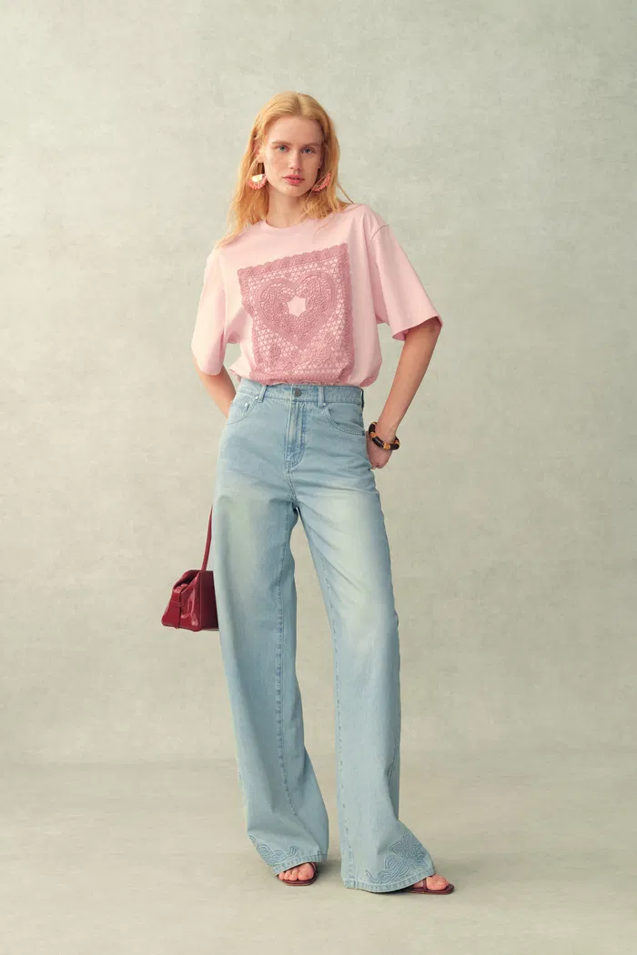 Tina Heart Embroidered Patch T-Shirt in Premium Jersey Cotton - Image 3