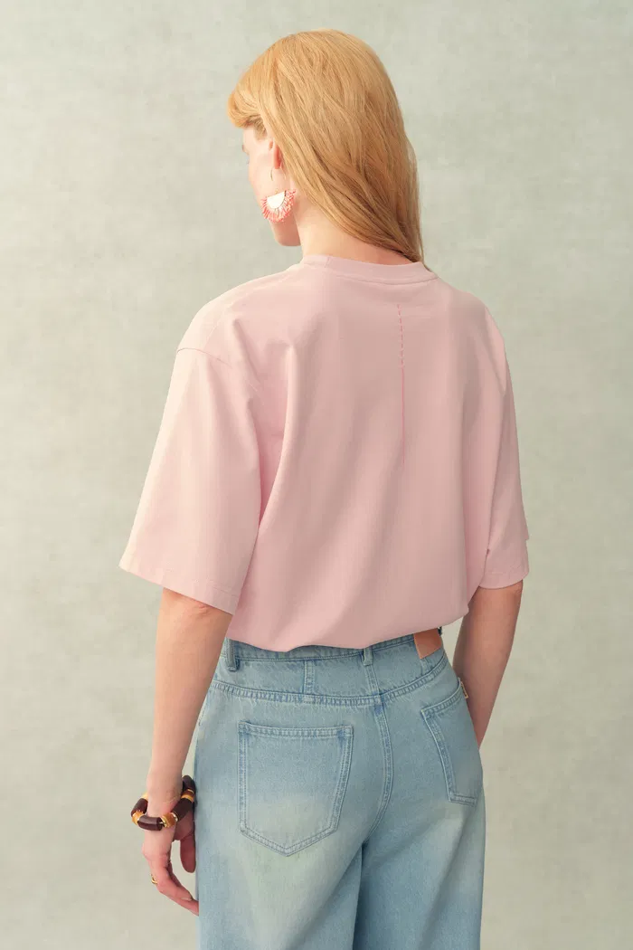 Tina Heart Embroidered Patch T-Shirt in Premium Jersey Cotton - Image 4