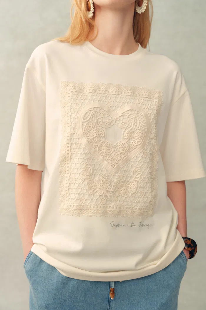 Tina Heart Patch T-Shirt in Premium Jersey Cotton - Image 4