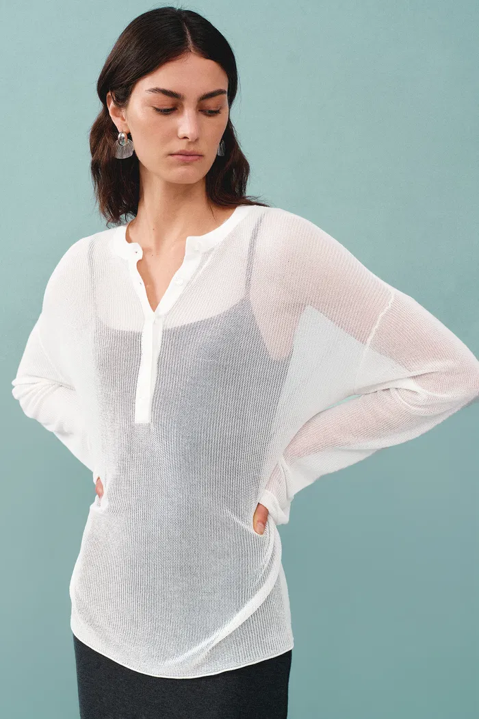 Tracy Buttoned Blouse in Tencel Silk Knit - Image 4