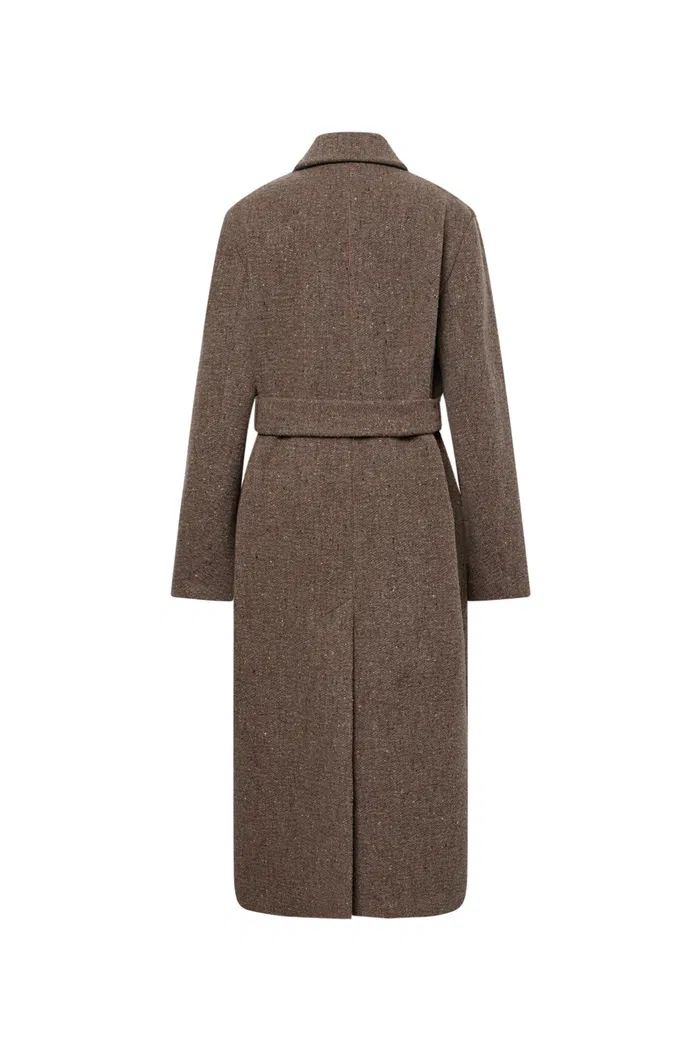 Uomo Asymmetric Coat in Merino Wool Tweed - Image 11