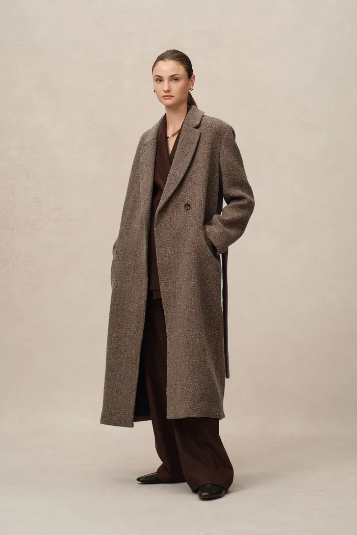 Uomo Asymmetric Coat in Merino Wool Tweed - Image 6