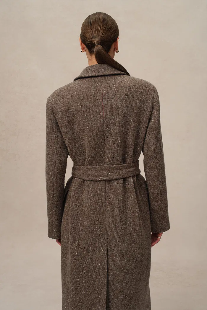 Uomo Asymmetric Coat in Merino Wool Tweed - Image 7