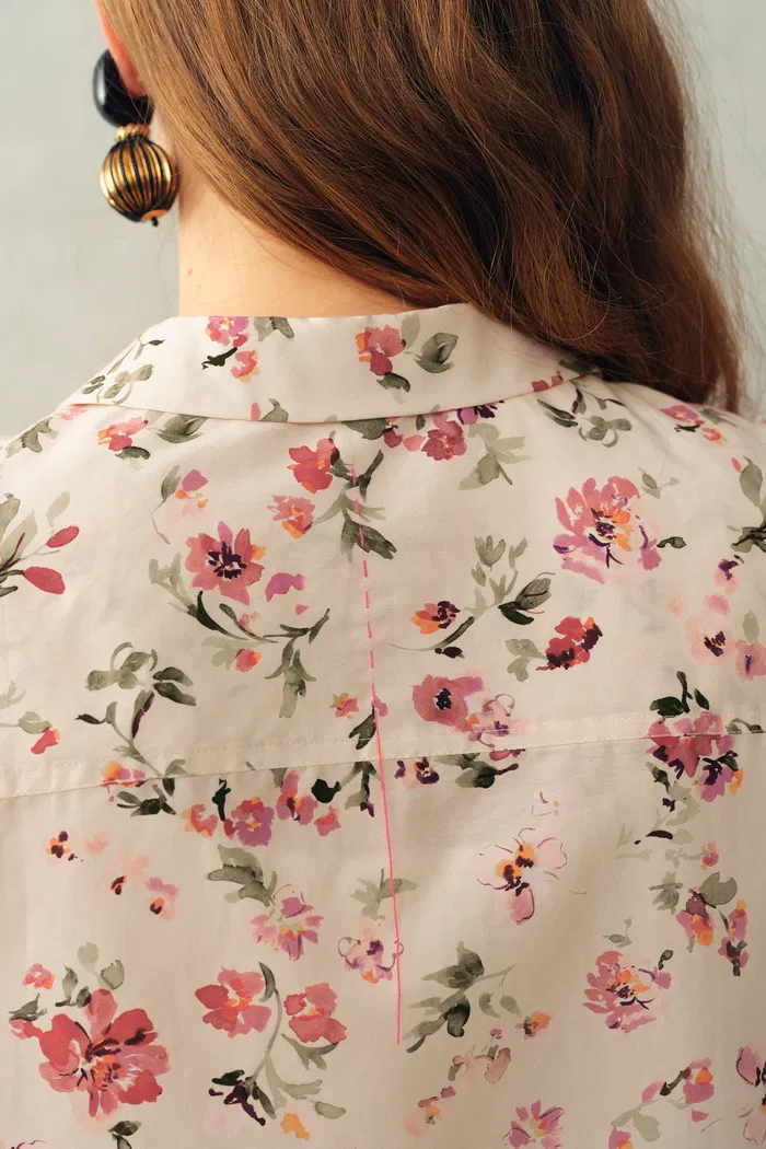Ursa Hand Painted Floral Sleeveless Top in Silk Cotton Blend - Image 5