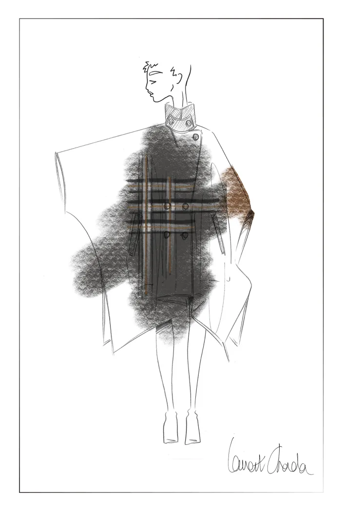 Valmore Checkered Reversible Cape Coat - Image 10
