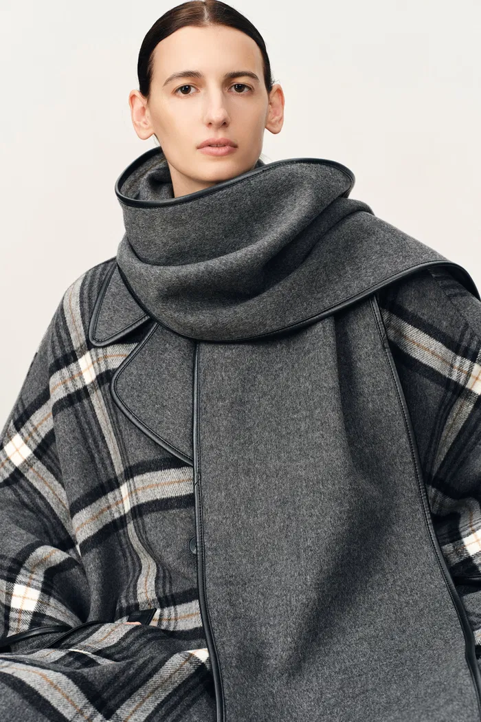 Valmore Checkered Reversible Cape Coat - Image 2
