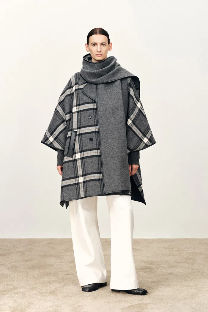 Valmore Checkered Reversible Cape Coat - Image 4