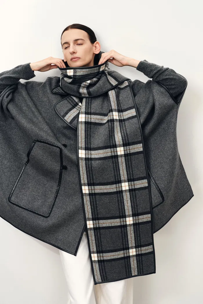 Valmore Checkered Reversible Cape Coat - Image 6