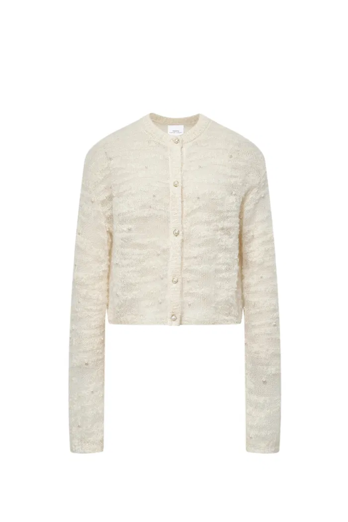 Vega Hand Swen Pearl Cardigan in Alpaca Blend Bouclé Knit - Image 10
