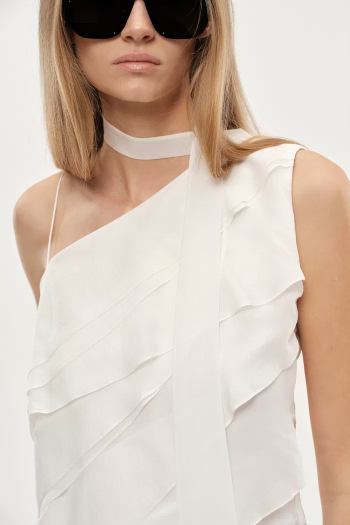Veil Multilayered Ruffle Top in Sequin Mesh - Image 5