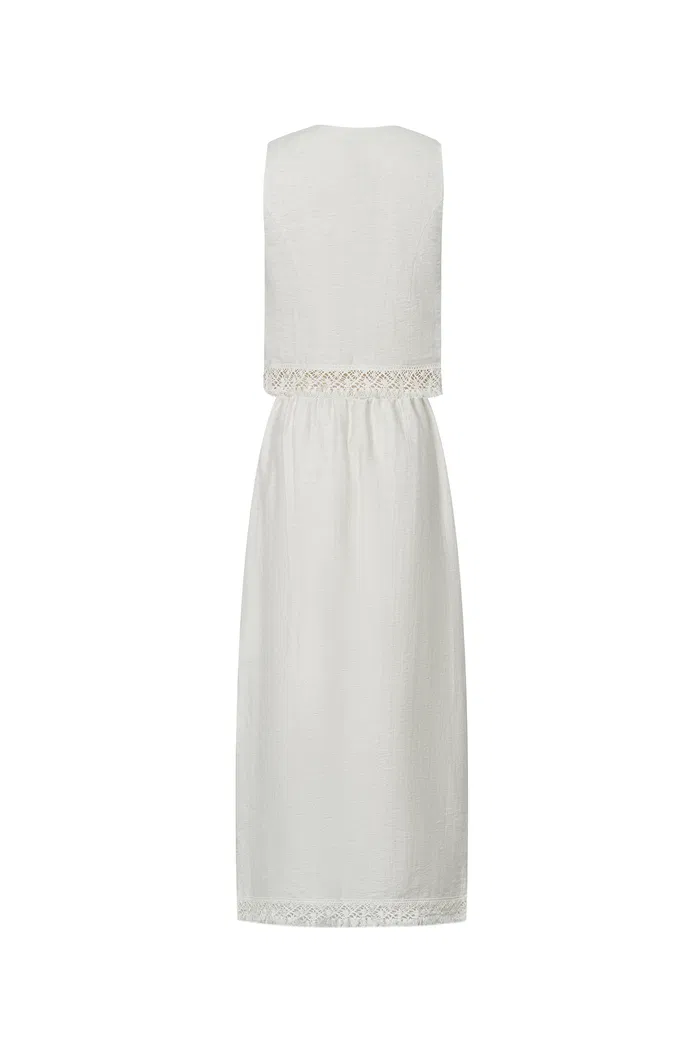 Velia Fringed Vest Set in Cotton Linen - Image 10