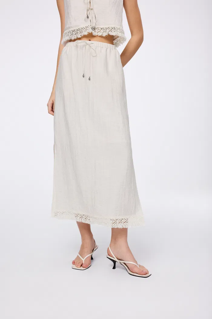 Velia Fringed Vest Set in Cotton Linen - Image 5