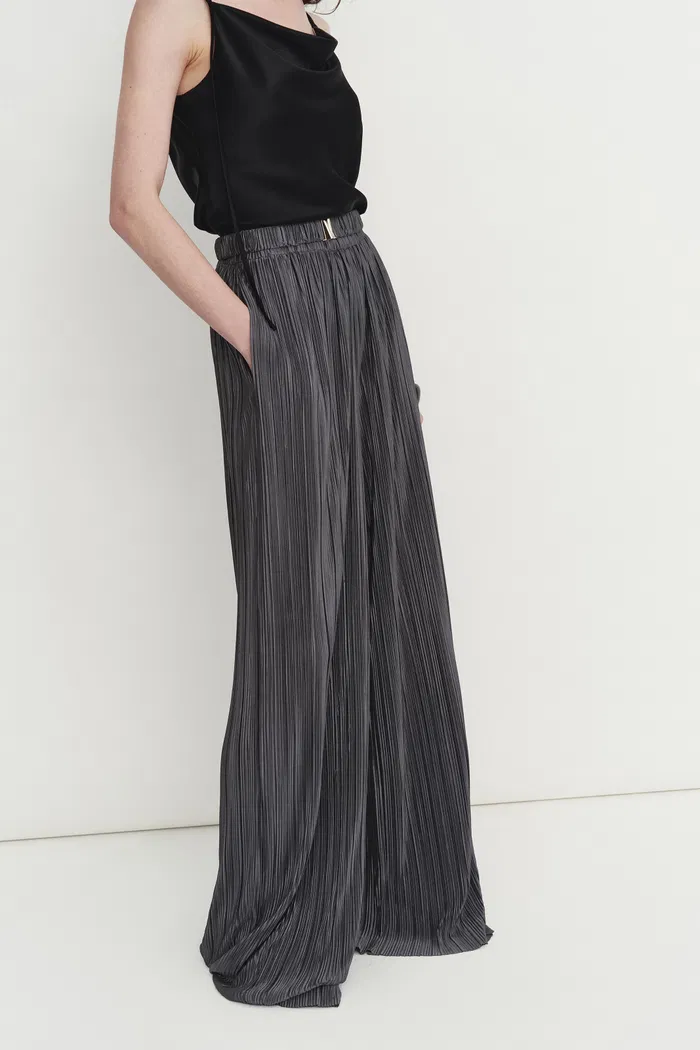 Vesper Belted Reflective Pants in Pleated Microfiber - Image 7