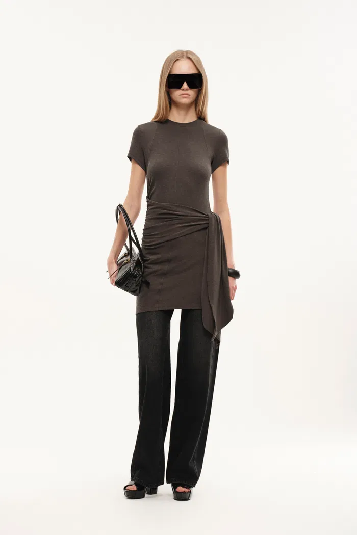Vestige Tie Up Waist Dress in Cotton Knit - Image 3