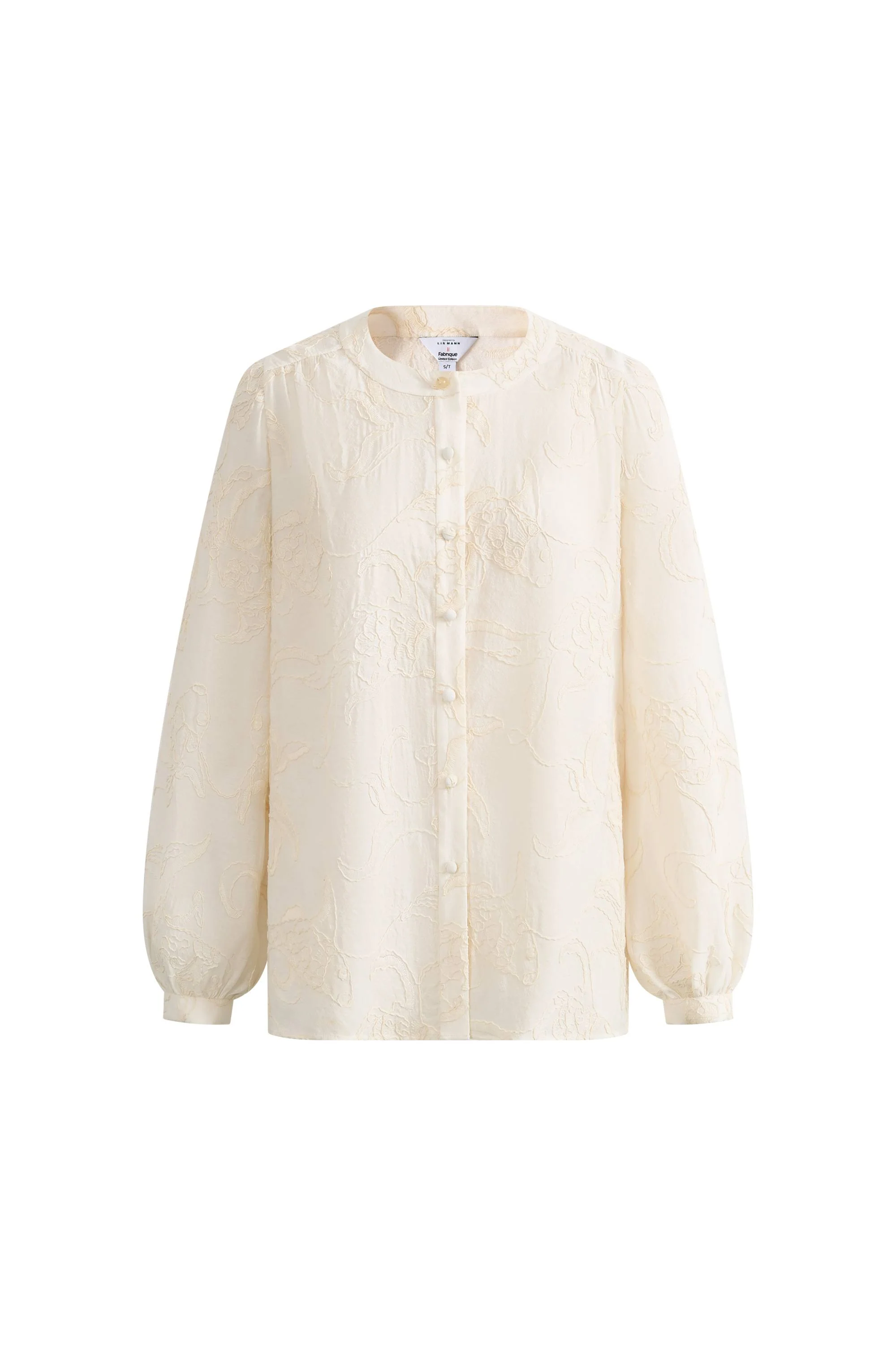 Veyra Embroidered Collarless Shirt in Lightweight Cotton Blend - Image 6