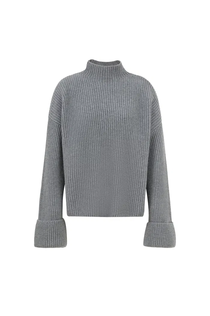 Victoria Mock Neck Sweater in Merino Cashmere Knit - Image 10
