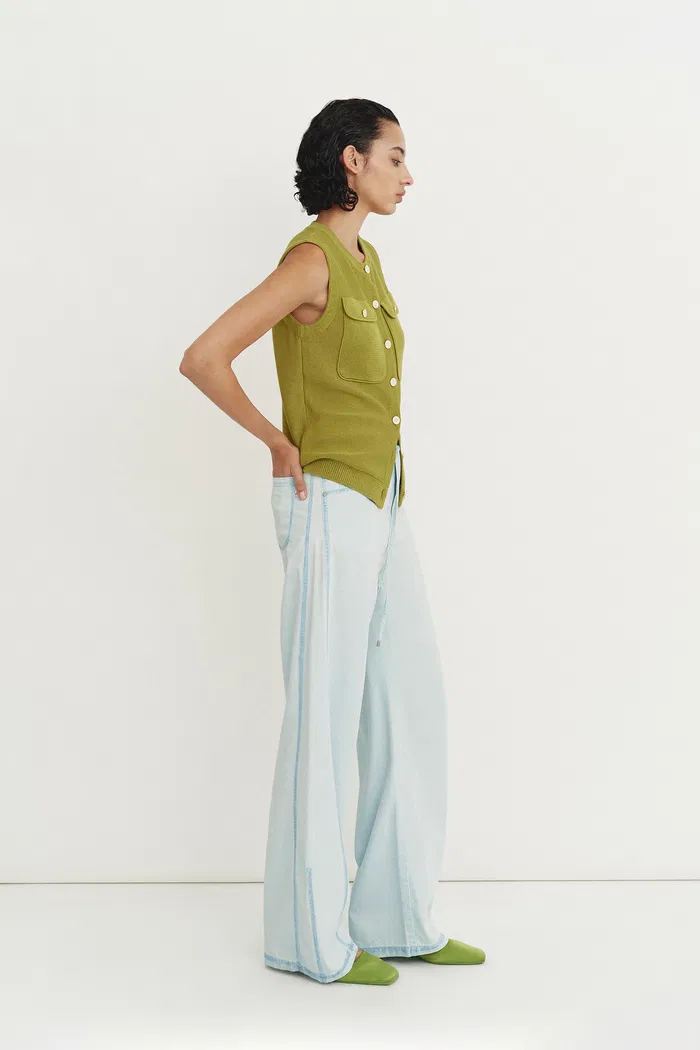 Viento Hand Distressed Drawstring Jeans in Lyocell Denim - Image 3