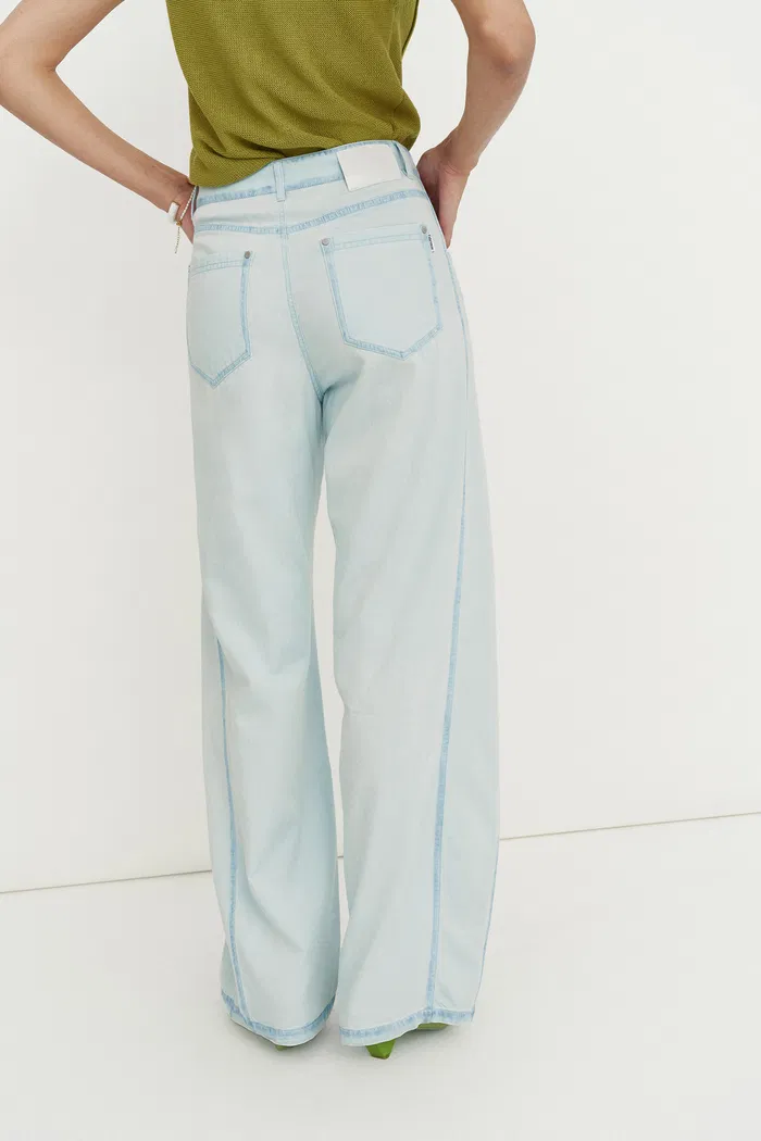 Viento Hand Distressed Drawstring Jeans in Lyocell Denim - Image 6