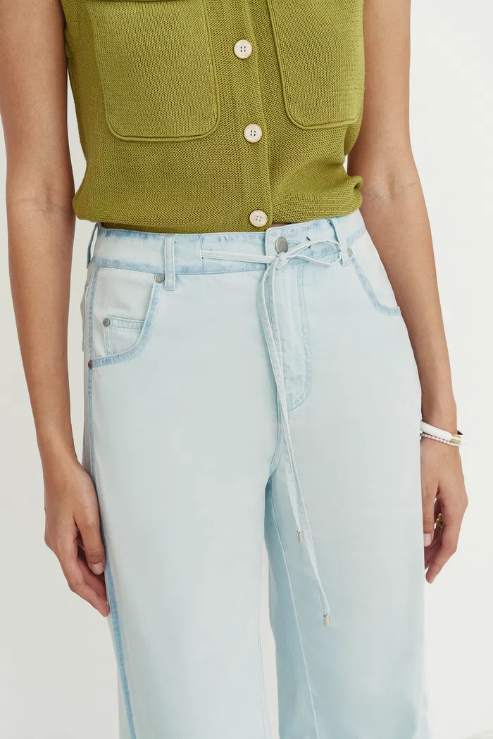 Viento Hand Distressed Drawstring Jeans in Lyocell Denim - Image 7
